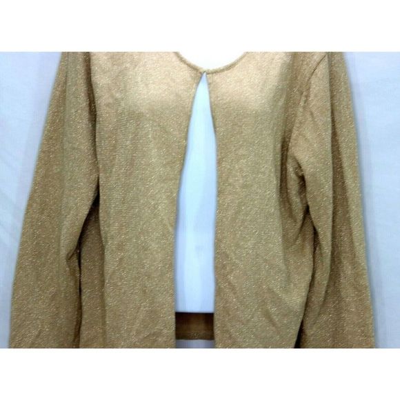 Talbots Cardigan Gold Silk/Angora Blend Metallic Thread Women's Sz 16 NWT - Picture 6 of 11